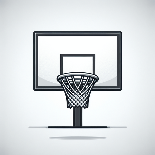 basketball hoop.
Single Game Texture. In-Game asset. 2d. Blank background. High contrast. No shadows.