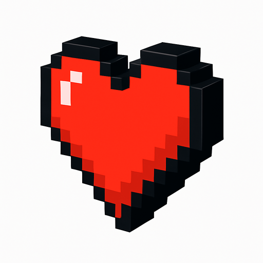 heart, 3d pixel art, no background.
In-Game asset.  2d.  High contrast.  No shadows