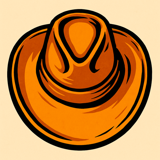 A cowboy hat from top.
In-Game asset.  2d.  High contrast.  No shadows