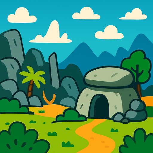 Taş devri arka plan.
In-Game asset.  2d.  High contrast.  No shadows