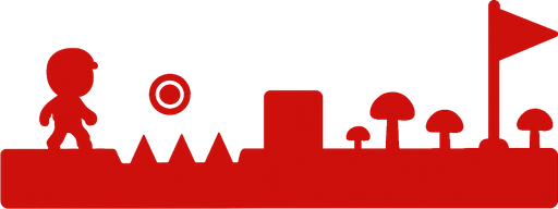 a 2d platformer straight and long that looks special in red.
In-Game asset.  2d.  High contrast.  No shadows