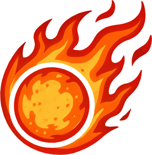 Alev topu.
In-Game asset.  2d.  High contrast.  No shadows