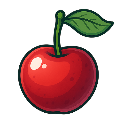 Cherry.
Single Game Texture.  In-Game asset.  2d.  Blank background.  High contrast.  No shadows