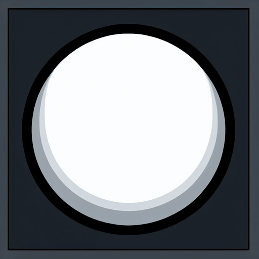 White circle with black outline..
Single Game Texture. In-Game asset. 2d. Blank background. High contrast. No shadows.