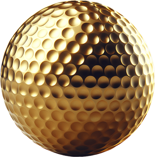 Balle de golf en or.
Single Game Texture. In-Game asset. 2d. Blank background. High contrast. No shadows.