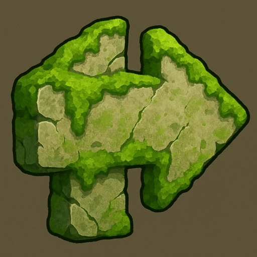 The arrow indicator could have a more authentic look—for example, a stone texture covered with moss, with slightly faded colors..
In-Game asset.  2d.  High contrast.  No shadows