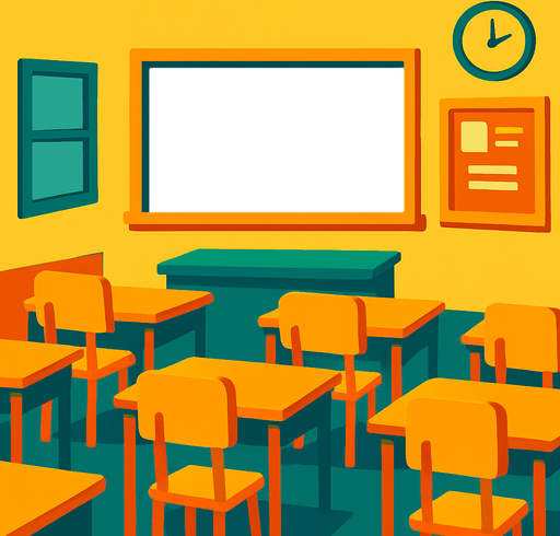 fond d'écran classe de cours.
In-Game asset.  2d.  High contrast.  No shadows