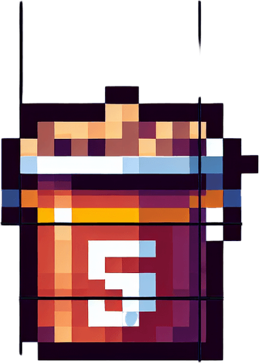 large KFC bucket with the digit 5 on it. pixelated. 8 bit.
Single Game Texture. In-Game asset. 2d. Blank background. High contrast. No shadows.
