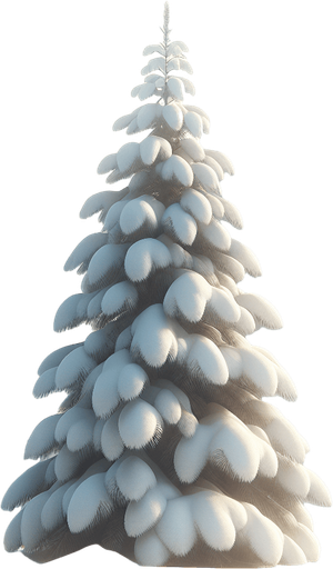 Single Photorealistic snowy Pinewood