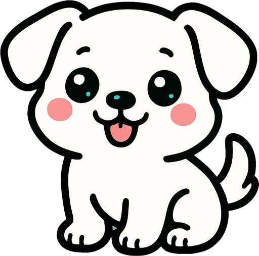 Make a white dog SOOOOOO CUTE.
In-Game asset.  2d.  High contrast.  No shadows