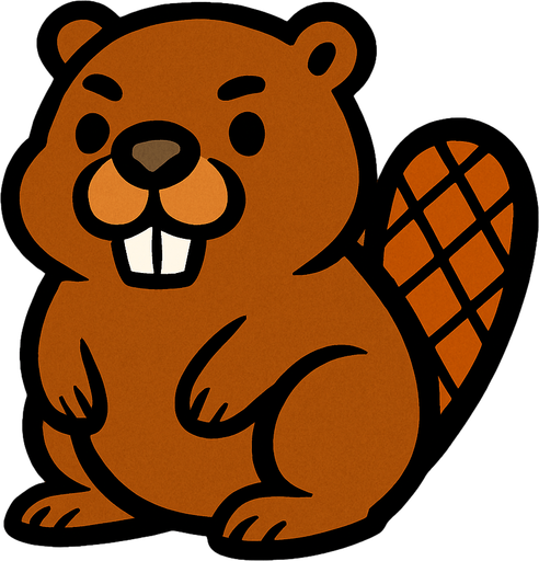 A beaver with wooden background.
In-Game asset.  2d.  High contrast.  No shadows