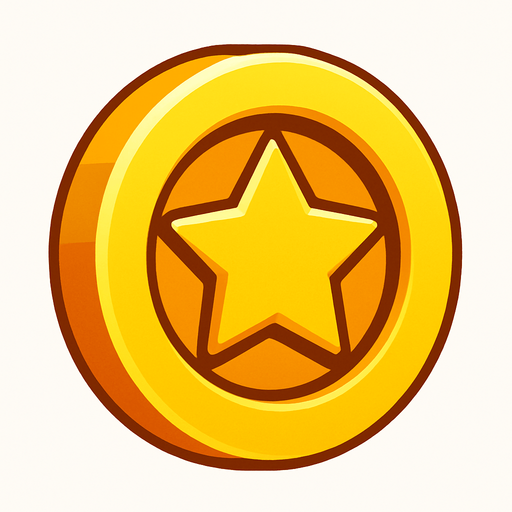 A coin in like subway surfers game with no back ground.
In-Game asset.  2d.  High contrast.  No shadows