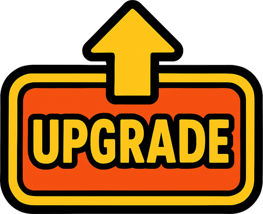 a 2d upgrade button png.
In-Game asset.  2d.  High contrast.  No shadows