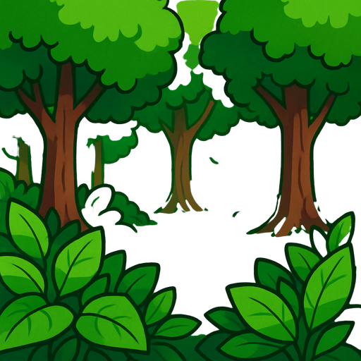 yeşil yapraklar ve ağaçlar olan orta bir alan.
In-Game asset.  2d.  High contrast.  No shadows