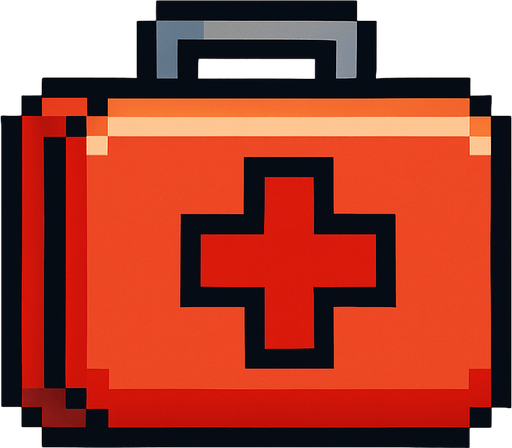 medkit pixel art.
In-Game asset.  2d.  High contrast.  No shadows