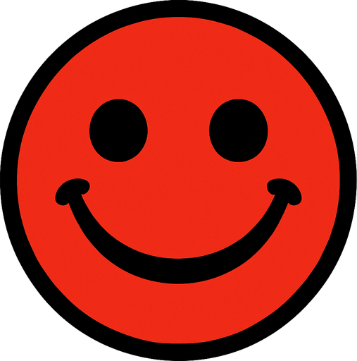 red smiley ball.
In-Game asset.  2d.  High contrast.  No shadows