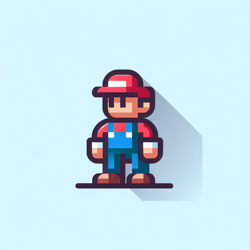 Single 2D Mario Character. In-Game asset. 2d. Blank background.