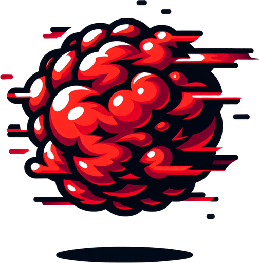 a snowball with red power, cartoon Single Game Texture. In-Game asset. 2d. Blank background. High contrast. No shadows.