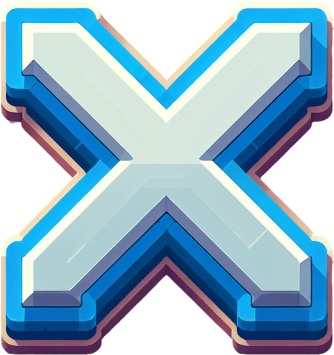 the letter x.
Single Game Texture. In-Game asset. 2d. Blank background. High contrast. No shadows.