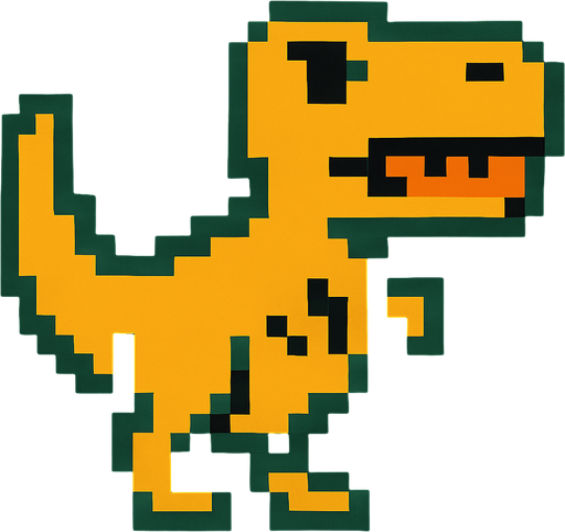 Trex pixel.
In-Game asset.  2d.  High contrast.  No shadows
