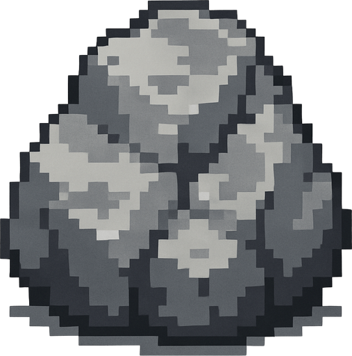 Gray rock (stone) style pixel art.
2d.  High contrast.  No shadows