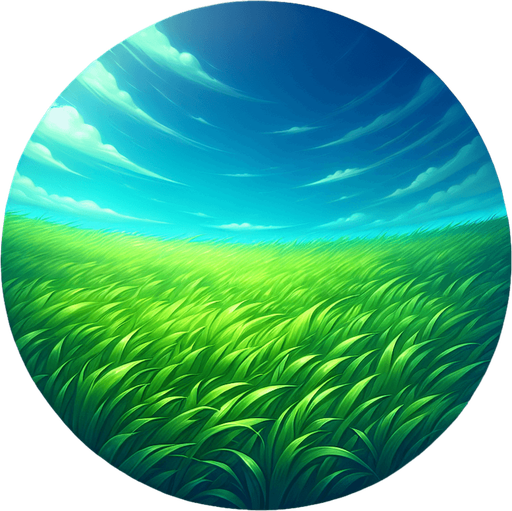beautiful green field with a lot of grass and a bit of sky on top.
Single Game Texture. In-Game asset. 2d. Blank background. High contrast. No shadows.