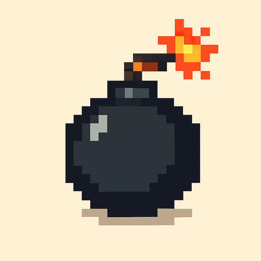pixelart bomb.
In-Game asset.  2d.  High contrast.  No shadows