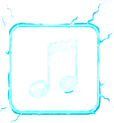 Generame una boton con dentro de forma de una nota musical con efectos de energia.
In-Game asset.  2d.  High contrast.  No shadows