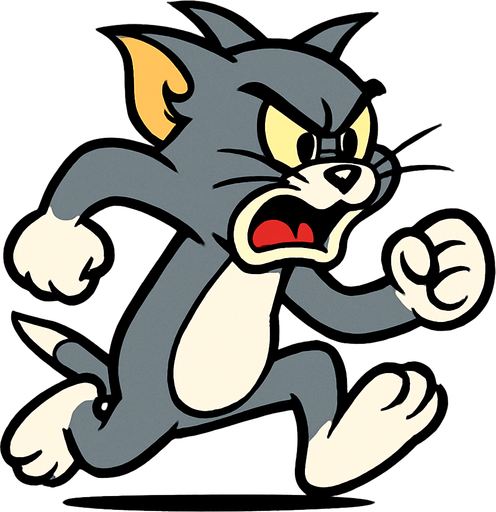 Sinirle koşan Tom.
In-Game asset.  2d.  High contrast.  No shadows