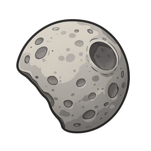 moon like meteor. No background. Transparent background. Blank background. No shadows. 2d. In-Game asset. flat