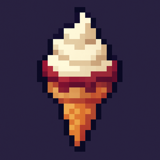 Pixilated ice cream.
In-Game asset.  2d.  High contrast.  No shadows