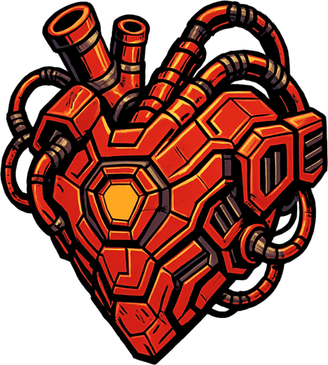 change it mecha-style heart for hero lives.
In-Game asset.  2d.  High contrast.  No shadows. mechaart