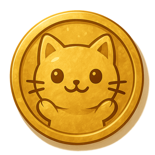 Golden coin with cute catface