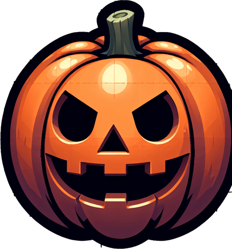Halloween pumpkin.
Single Game Texture. In-Game asset. 2d. Blank background. High contrast. No shadows.