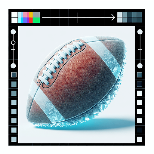 pelota de futbol hecha de hielo.
Single Game Texture.  In-Game asset.  2d.  Blank background.  High contrast.  No shadows