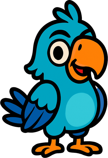 Blue parrot looks like a character.
In-Game asset.  2d.  High contrast.  No shadows