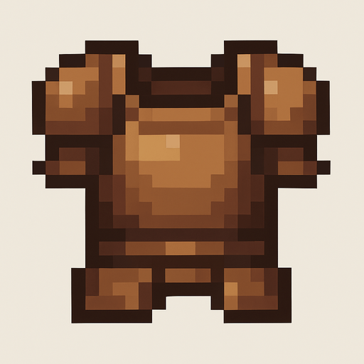 brown pixel light armor for 2d games.
In-Game asset.  2d.  High contrast.  No shadows