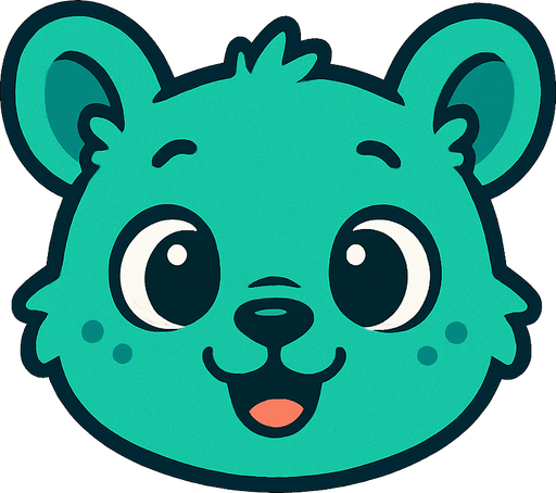 Vibrant teal baby animal face. cartoon. 
Game asset. 2d. Blank background. High contrast. No shadows.