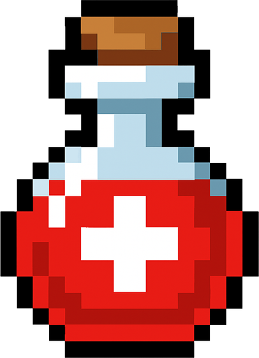 life potion.
In-Game asset.  2d.  High contrast.  No shadows. pixel