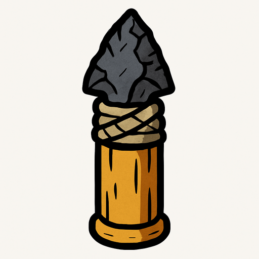 Taş devri cephane mermisi.
In-Game asset.  2d.  High contrast.  No shadows