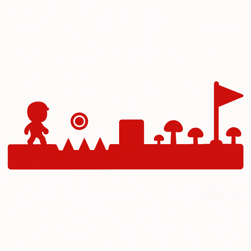a 2d platformer straight and long that looks special in red.
In-Game asset.  2d.  High contrast.  No shadows