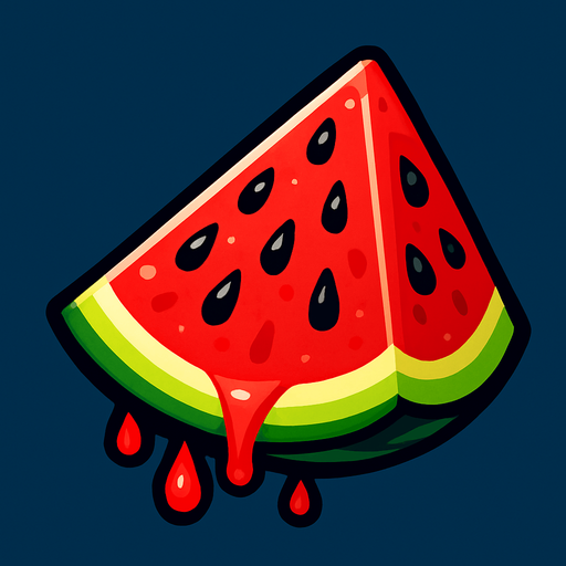 watermelon slice juicy.
In-Game asset.  2d.  High contrast.  No shadows
