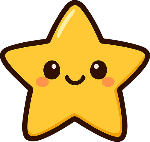 crea una estrella dorada kawai y simple.
In-Game asset.  2d.  High contrast.  No shadows