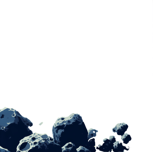 A background image of asteroids in space
Single Game Texture. In-Game asset. 2d. Blank background. High contrast. No shadows.