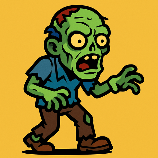 draw a single zombie.
In-Game asset.  2d.  High contrast.  No shadows