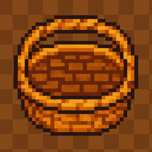 basket, top down, pixelart.
In-Game asset.  2d.  High contrast.  No shadows