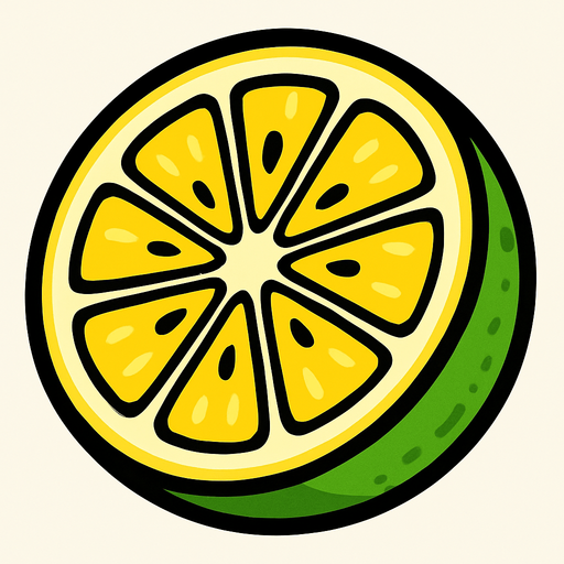 Limon Circular Cortado por la mitad.
In-Game asset.  2d.  High contrast.  No shadows. Cartoon.