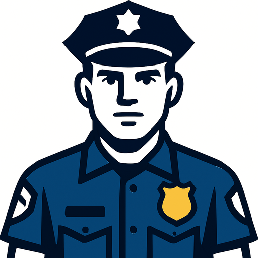Bir polis.
In-Game asset.  2d.  High contrast.  No shadows