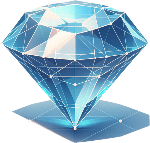 transparent 3d diamond.
In-Game asset. 3d. Blank background. High contrast. No shadows.