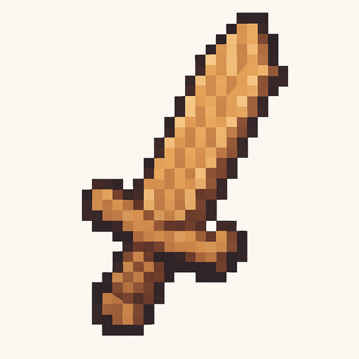 espada de madera pixart.
In-Game asset.  2d.  High contrast.  No shadows